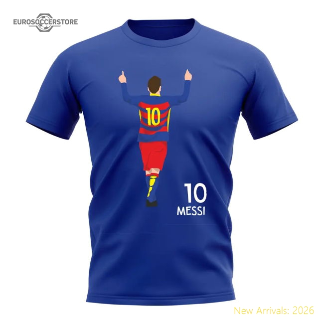 Lionel Messi Barcelona Player Graphic T-Shirt (Blue)-Football Shirts Shop