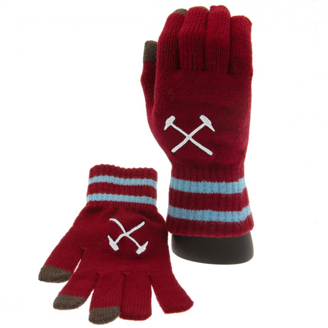 West Ham United FC Touchscreen Knitted Gloves Youths-Football Shirts Shop