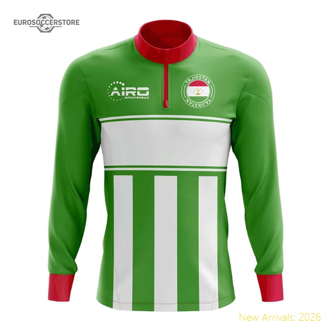 Tajikstan Concept Football Half Zip Midlayer Top (Green-White)-Football Shirts Shop