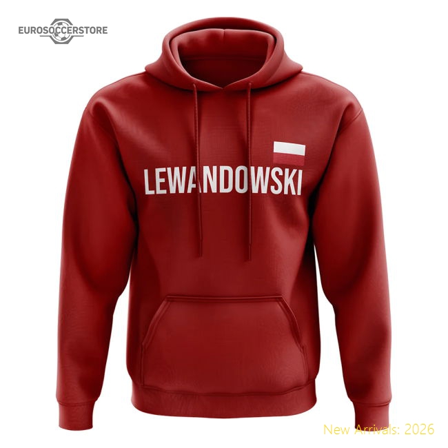 Robert Lewandowski Poland name hoody (red)-Football Shirts Shop
