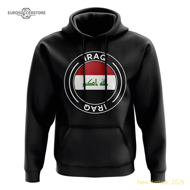 Iraq Football Badge Hoodie (Black)-Football Shirts Shop