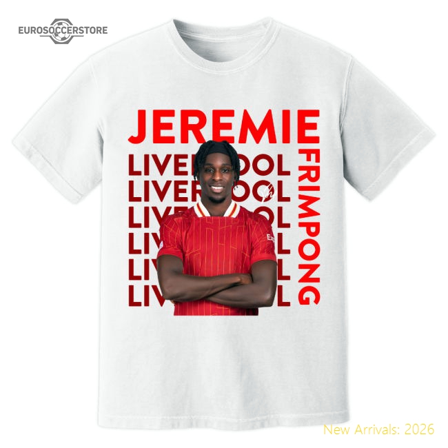 Jeremie Frimpong Liverpool New Signing T-Shirt (White)-Football Shirts Shop