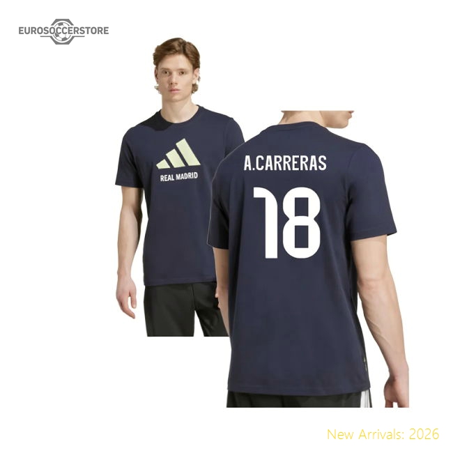 2025-2026 Real Madrid Seasonal Graphic Tee (Legend Ink) (A.Carreras 18)-Football Shirts Shop