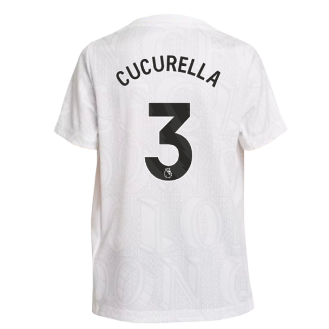 2025-2026 Chelsea Pre-Match Shirt (White) - Kids (Cucurella 3)-Football Shirts Shop
