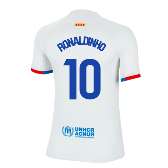 2023-2024 Barcelona Away Shirt (Kids) (Ronaldinho 10)-Football Shirts Shop