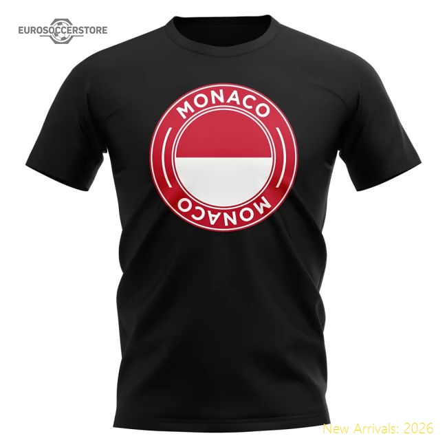 Monaco Football Badge T-Shirt (Black)-Football Shirts Shop