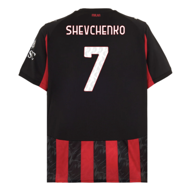 2025-2026 AC Milan Home Shirt (Shevchenko 7)-Football Shirts Shop