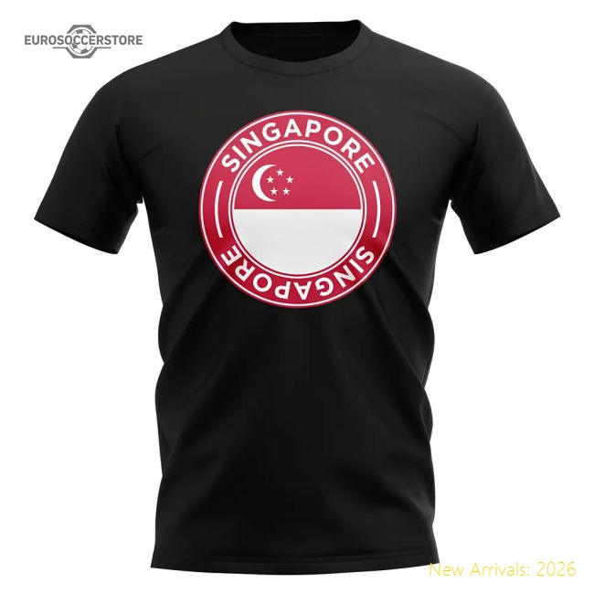 Singapore Football Badge T-Shirt (Black)-Football Shirts Shop