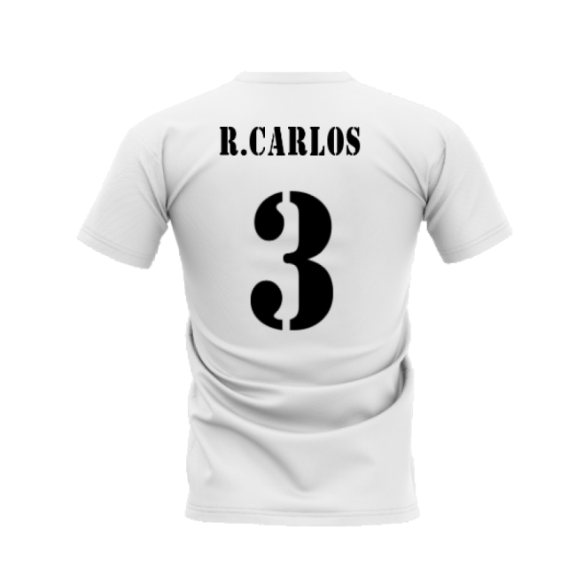 Real Madrid 2002-2003 Retro Shirt T-shirt (White) (R.CARLOS 3)-Football Shirts Shop