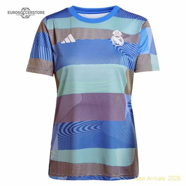 2025-2026 Real Madrid Pre-Match Shirt (Bluebird) - Womens (Bellingham 5)-Football Shirts Shop