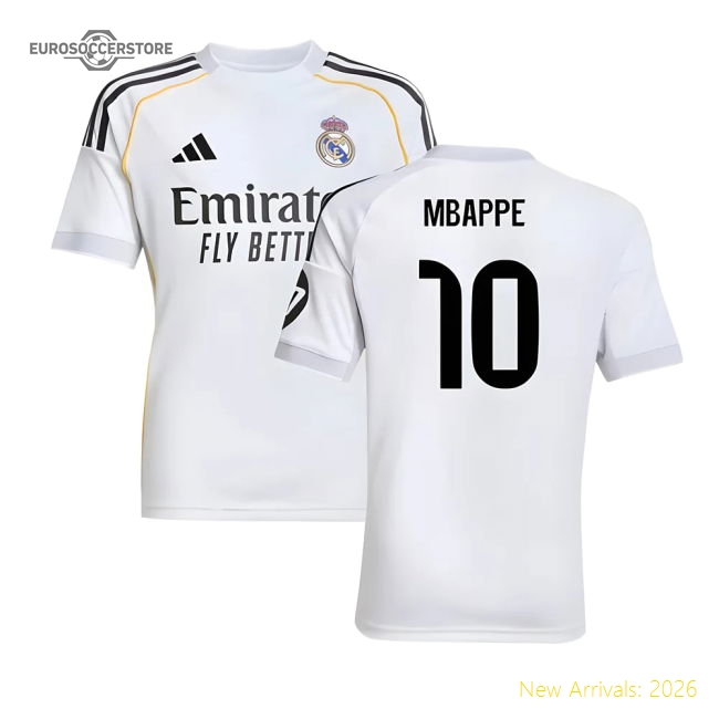 2025-2026 Real Madrid Home Shirt (Kids) (Mbappe 10)-Football Shirts Shop