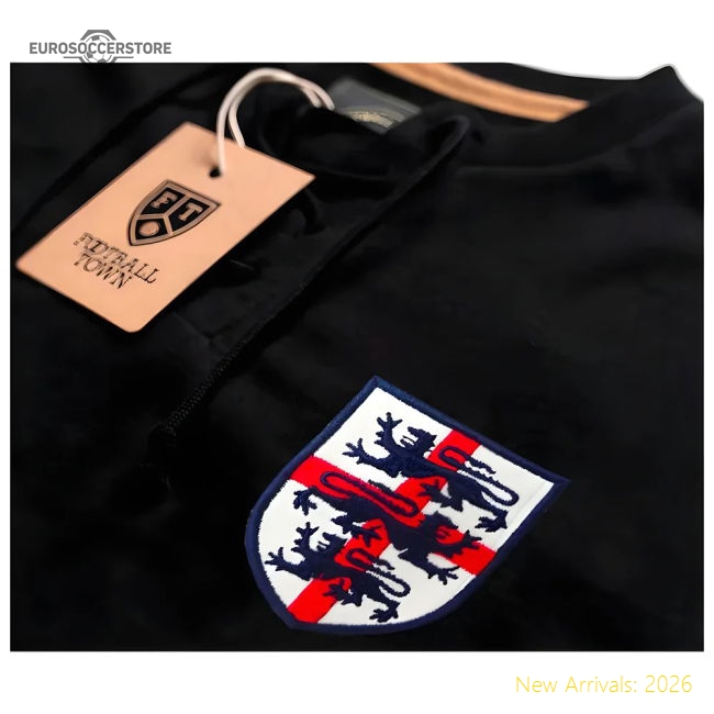 England Retro Shirt Black The Lions Cross-Football Shirts Shop