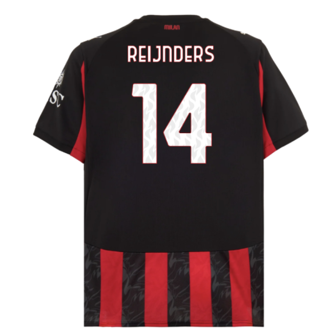 2025-2026 AC Milan Home Shirt (Reijnders 14)-Football Shirts Shop