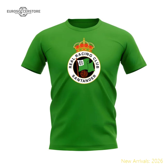 Racing Santander Badge T-Shirt (Green)-Football Shirts Shop