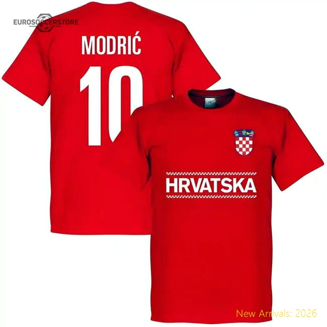 Croatia Luka Modric 10 Team T-Shirt - Red-Football Shirts Shop