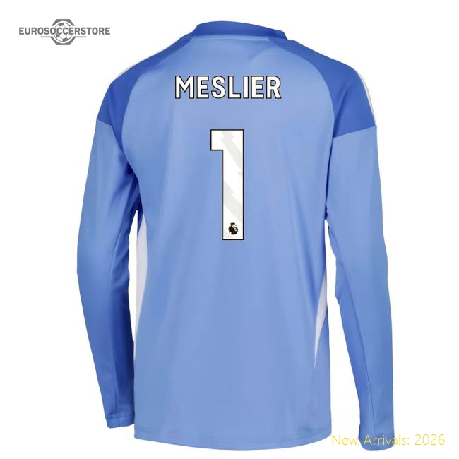 2025-2026 Leeds Home Long Sleeve Goalkeeper Shirt (Blue) - Kids (Meslier 1)-Football Shirts Shop