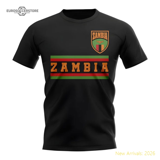 Zambia Core Football Country T-Shirt (Black)-Football Shirts Shop