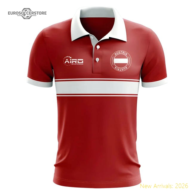 Austria Concept Stripe Polo Shirt (Red)-Football Shirts Shop
