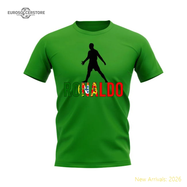 Cristiano Ronaldo Portugal Silhouette T-shirt (Green)-Football Shirts Shop
