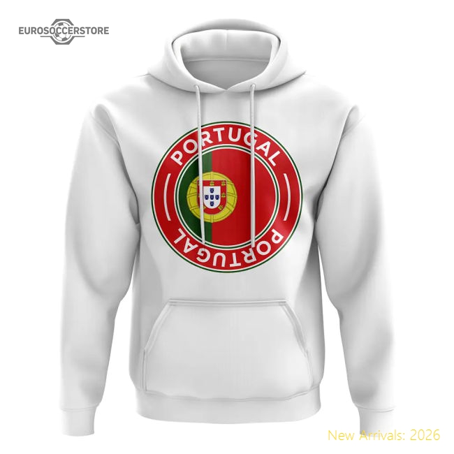 Portugal Football Badge Hoodie (White)-Football Shirts Shop