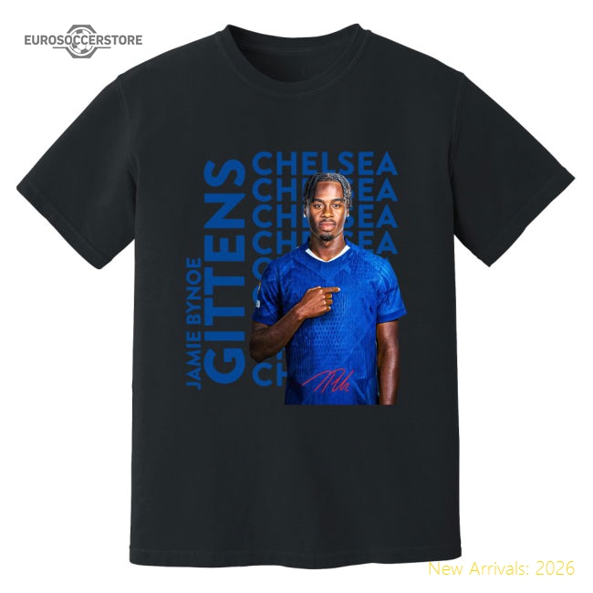 Jamie Bynoe Gittens Chelsea New Signing T-Shirt (Black)-Football Shirts Shop