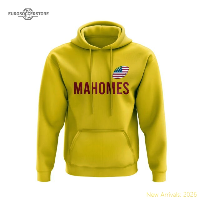 Patrick Mahomes USA Name Hoody (Yellow)-Football Shirts Shop