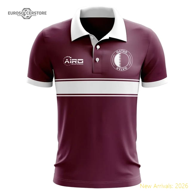 Qatar Concept Stripe Polo Shirt (Maroon)-Football Shirts Shop
