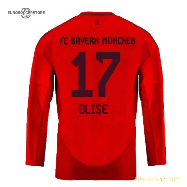 2024-2025 Bayern Munich Long Sleeve Home Shirt (Kids) (Olise 17)-Football Shirts Shop