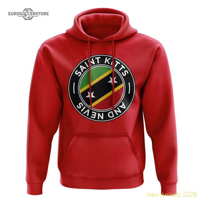 Saint Kitts and Nevis Football Badge Hoodie (Red)-Football Shirts Shop