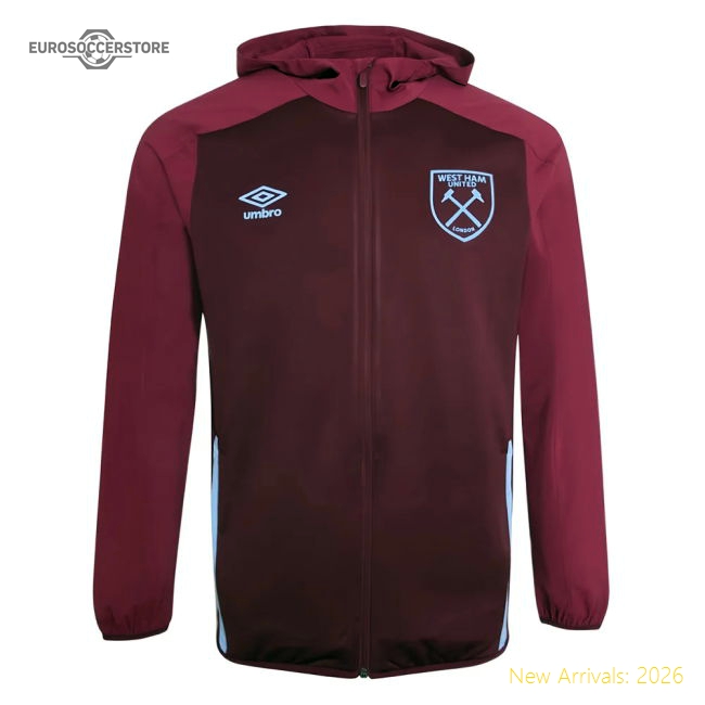 2020-2021 West Ham Hooded Jacket (Claret)-Football Shirts Shop