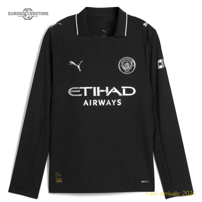 2025-2026 Man City Long Sleeve Away Shirt (Kids) (Cherki 10)-Football Shirts Shop