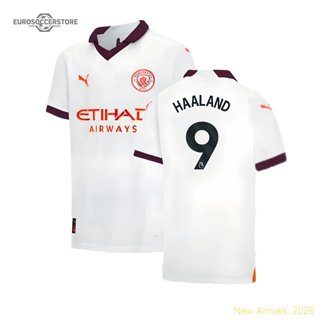 2023-2024 Man City Away Shirt (Kids) (HAALAND 9)-Football Shirts Shop