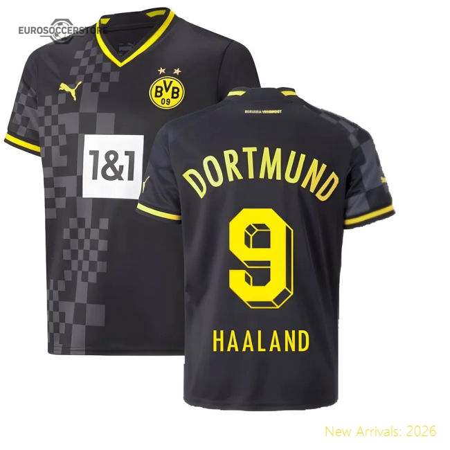 2022-2023 Borussia Dortmund Away Shirt (Kids) (HAALAND 9)-Football Shirts Shop