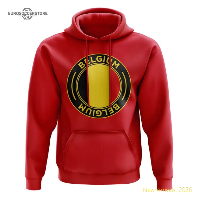 Belgium Football Badge Hoodie (Red)-Football Shirts Shop