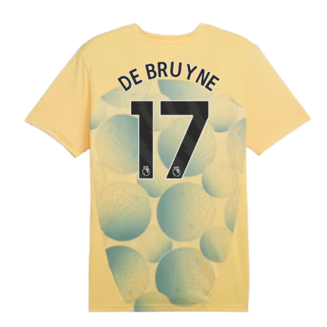 2024-2025 Man City Prematch SS Shirt (Flaxen) (De Bruyne 17)-Football Shirts Shop