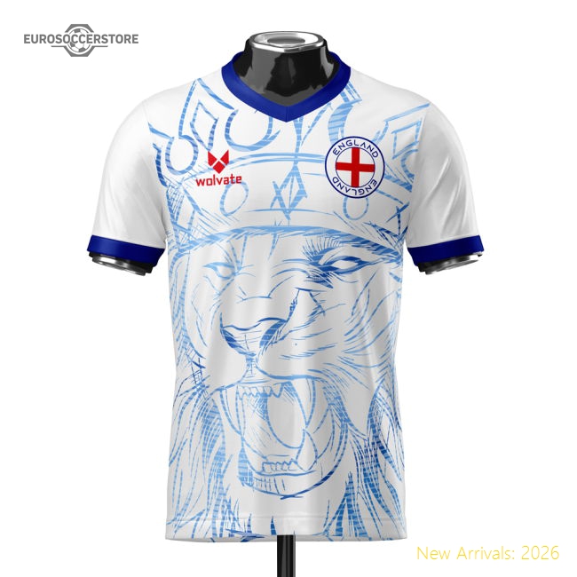 England Heritage Football Jersey White/Blue (Wolvate) Adult Short Sleeve-Football Shirts Shop
