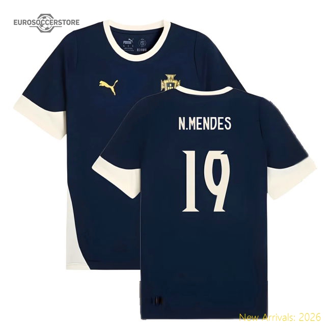 2025-2026 Portugal Training Jersey (Persian Blue) (N.Mendes 19)-Football Shirts Shop