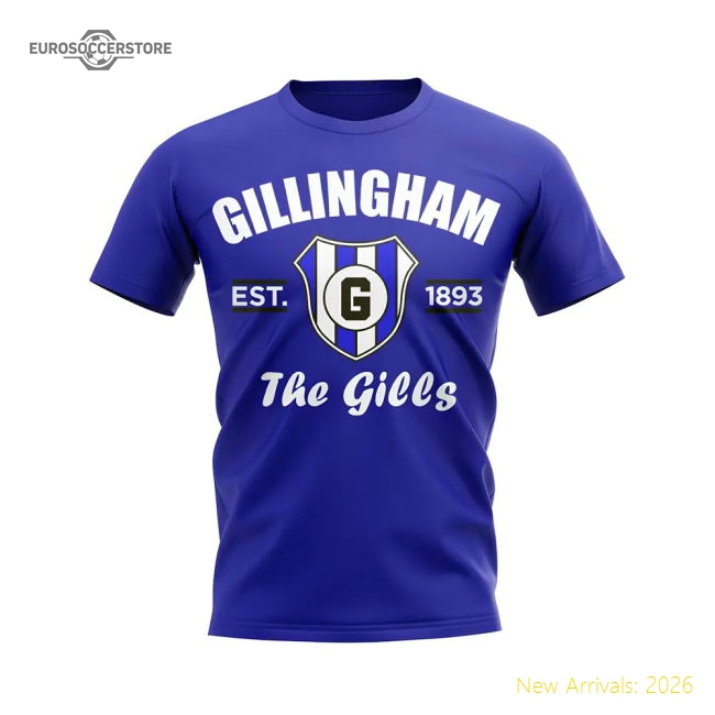 Gillingham Established Football T-Shirt (Blue)-Football Shirts Shop