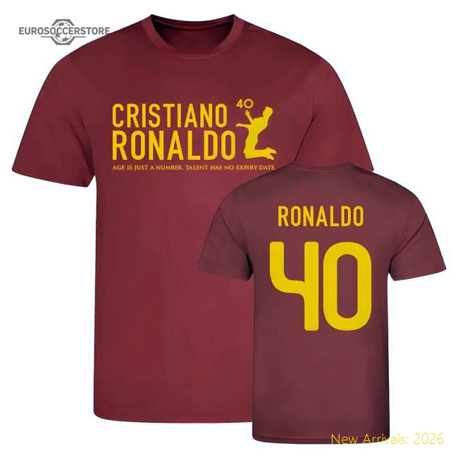 Cristiano Ronaldo at 40 Portugal T-Shirt (Red)-Football Shirts Shop