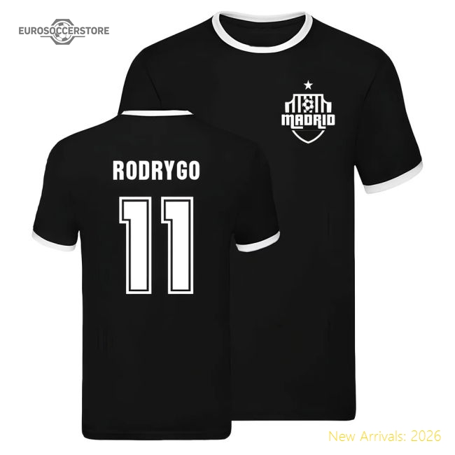 Real Madrid Ringer T-shirt (Rodrygo 11)-Football Shirts Shop