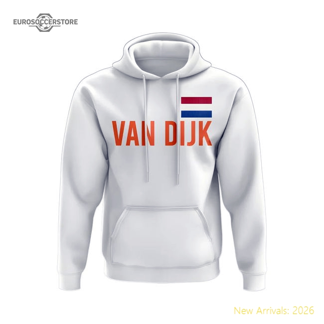 Van Dijk Holland Name Hoody (White)-Football Shirts Shop