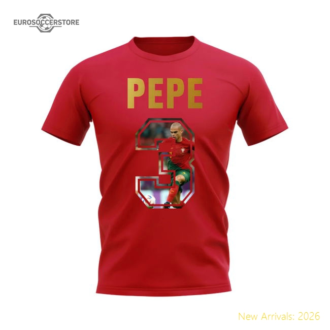 Pepe Name And Number Portugal T-Shirt (Red)-Football Shirts Shop