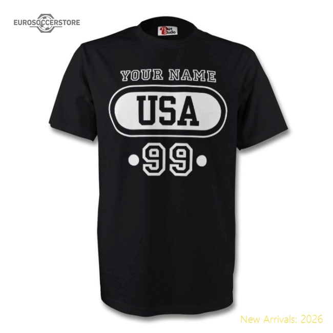 United States Usa T-shirt (black) + Your Name-Football Shirts Shop