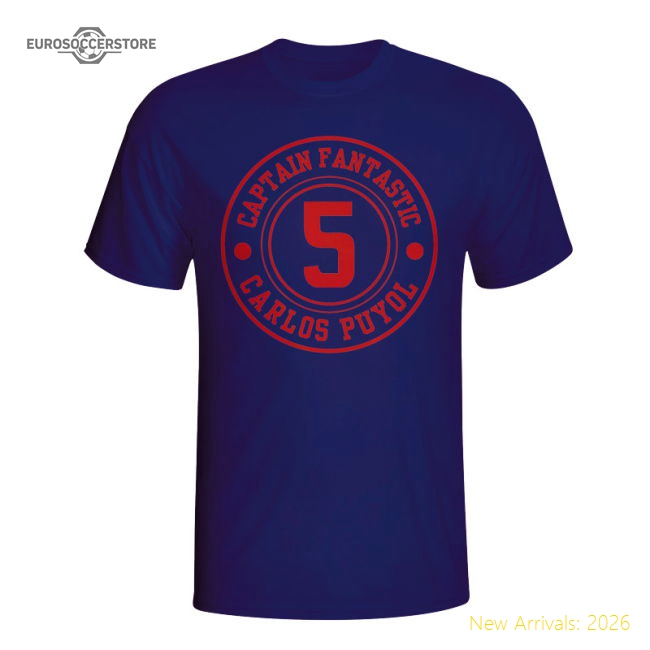 Carlos Puyol Barcelona Captain Fantastic T-shirt (navy)-Football Shirts Shop