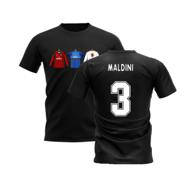 AC Milan 1995-1996 Retro Shirt T-shirt (Black) (MALDINI 3)-Football Shirts Shop