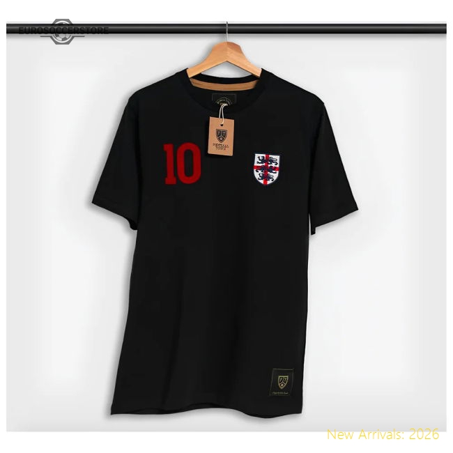 England The Lions Cross 10 Black Retro Shirt-Football Shirts Shop