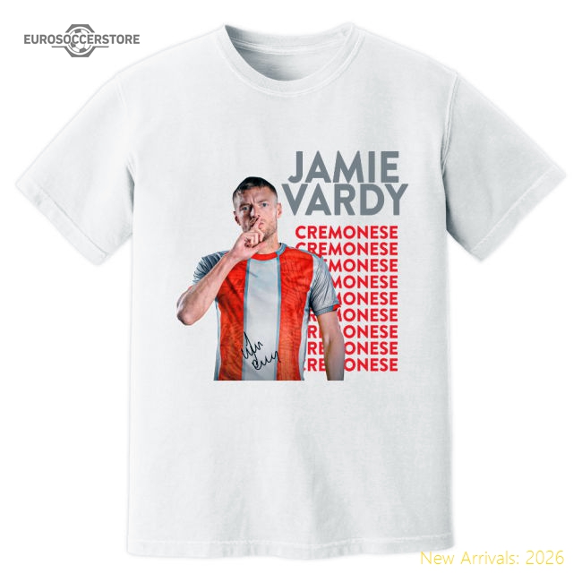 Jamie Vardy Cremonese New Signing T-Shirt (White)-Football Shirts Shop