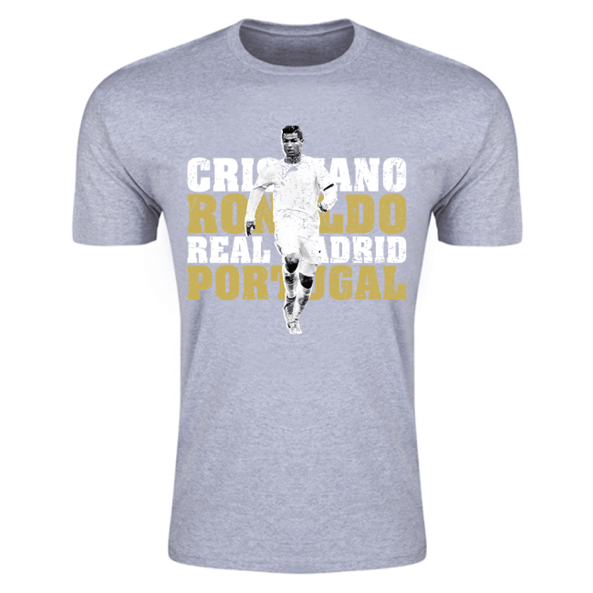 Cristiano Ronaldo Real Madrid T-Shirt (Grey)-Football Shirts Shop