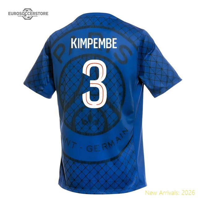 2025-2026 PSG Academy Pro Home Pre Match Shirt (Royal) (Kimpembe 3)-Football Shirts Shop