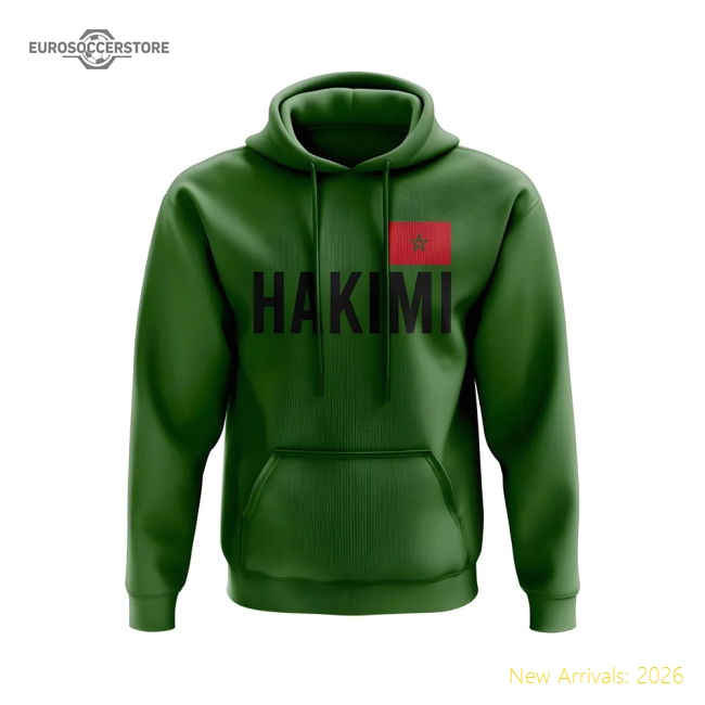Achraf Hakimi Morocco Name Hoody (Green)-Football Shirts Shop
